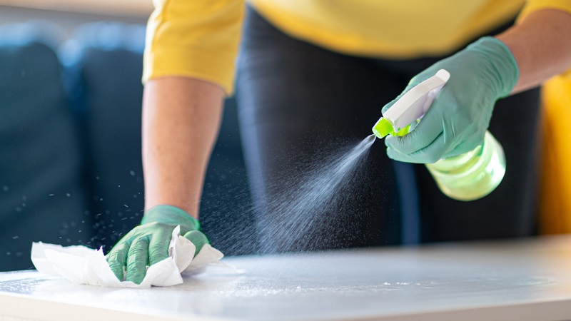 Cleaning spray and cloth